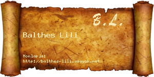 Balthes Lili névjegykártya